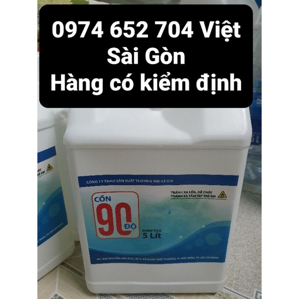 Cồn CN 90 độ bình  5 lít  giá  rẻ, Sát khuẩn  đồ  dùng, tặng bình xịt phun  sương kèm theo,