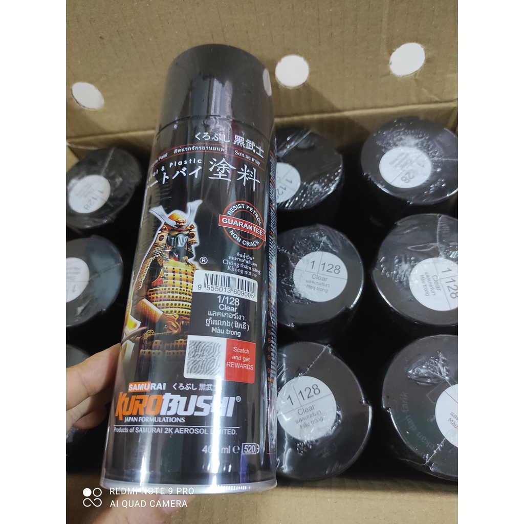 SƠN SAMURAI CHAI PHỦ KEO BÓNG TRONG SUỐT MÃ MÀU 1/128 TẠO BÓNG VÀ BẢO VỆ MÀU SƠN