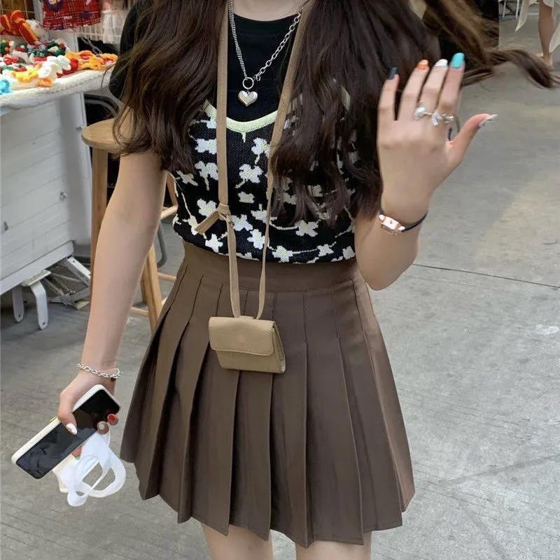 Chân váy tennis xếp ly HATIBO màu nâu tôn dáng, chất vải tuyết mưa mặc thoải mái, kín đáo và mát M112 | BigBuy360 - bigbuy360.vn