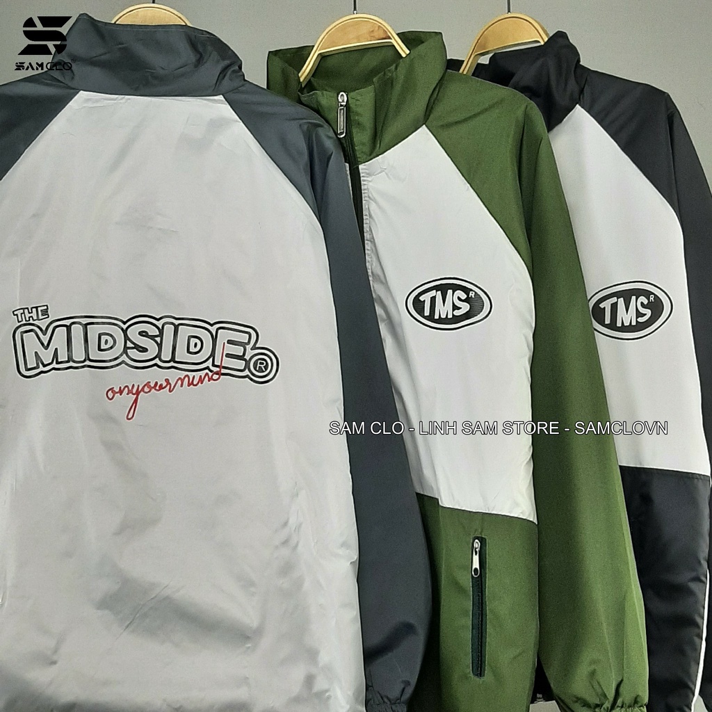 Áo khoác dù 2 lớp nam nữ SAM CLO - Áo khoác gió bomber khóa kéo form rộng unisex mặc cặp - couple in LOGO chữ TMS