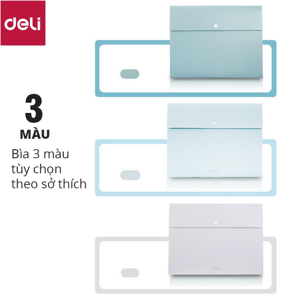 Cặp đựng tài liệu A4 Deli - 8 ngăn phân trang  - file lưu trữ tài liệu - linfini - Xanh Dương / Trắng - 72456