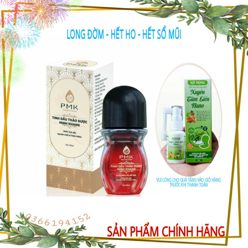 Tinh dầu thảo dược  Minh Khang - long đờm, hết ho, hết sổ mũi - chỉ cần bôi (Chính Hãng)