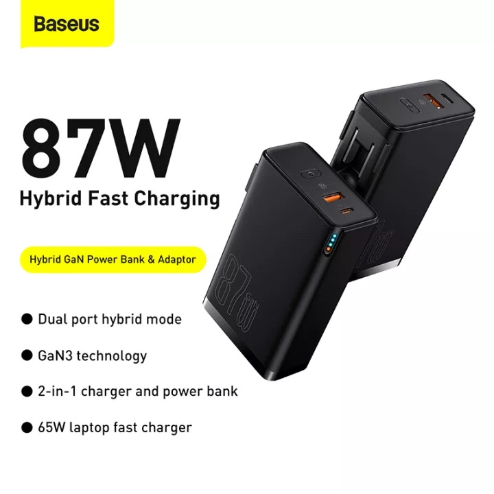 Sạc dự phòng kiêm củ sạc 2 trong 1 Baseus GaN3 87w 10000mAh