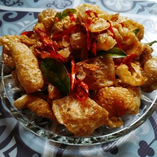 Bì heo chiên xóc tỏi ớt 500g chuẩn. Keto