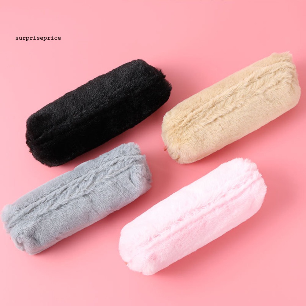 Túi đựng bút bằng vải nhung mềm màu trơn bắt mắt