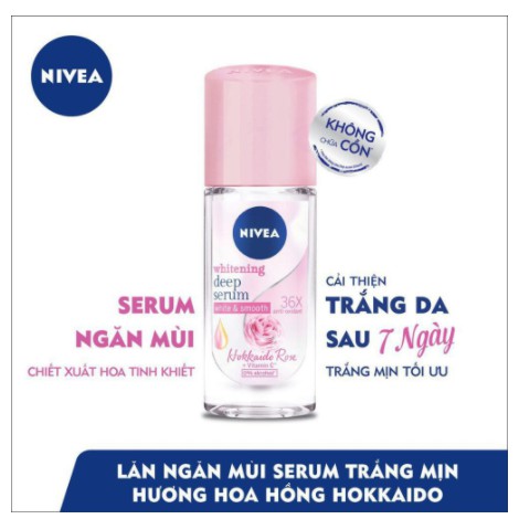 Lăn Khử Mùi Nivea Hương Hoa Hồng Whitening Deep Serum Hokkaido Rose 40ml