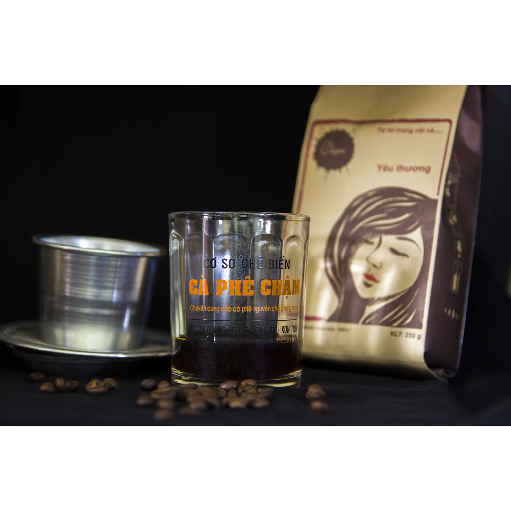 Combo 1kg cà phê nguyên chất rang mộc Chậm Coffee – Yêu Thương 250g (tùy chọn phin)