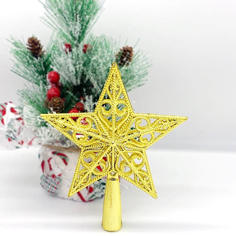 Ngôi sao đỉnh cây thông 20cm họa tiết hoa văn đẹp