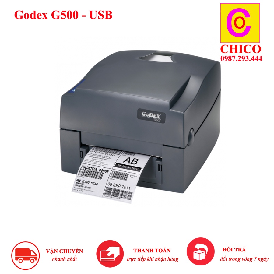 Máy in mã vạch Godex G500 máy in siêu bền chuyên in vận đơn in tem nhãn mã vạch in thương mại điện tử