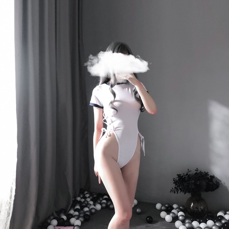 Bodysuit liền thân trắng gợi cảm cosplay học sinh quyến rũ LG125