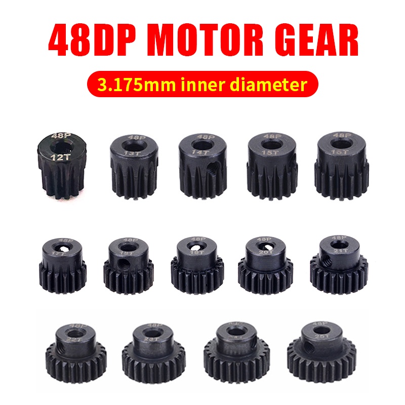 Bánh Răng Kim Loại Màu Đen 48DP 3.175mm 16T 17t 18T 19T 20T 22T 24T 25T Cho Mô Hình Xe 1 / 10 Rc