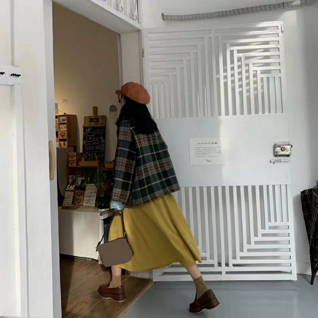 (order) áo khoác dạ kẻ retro phong cách Hàn Quốc | BigBuy360 - bigbuy360.vn