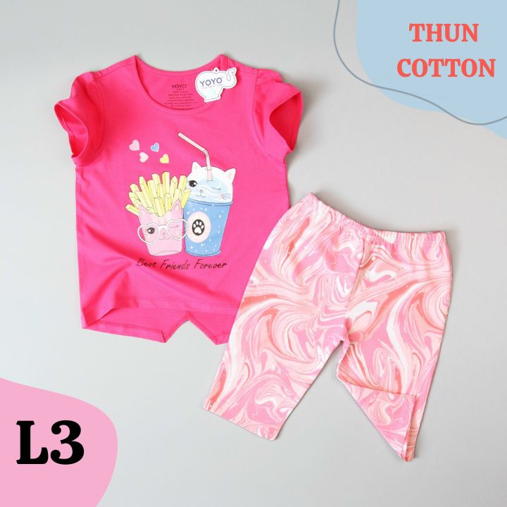 Đồ bộ bé gái yoyo dễ thương từ 10-43kg. Chất thun cotton 4 chiều, giặt không vỡ hình- Tomchuakids.