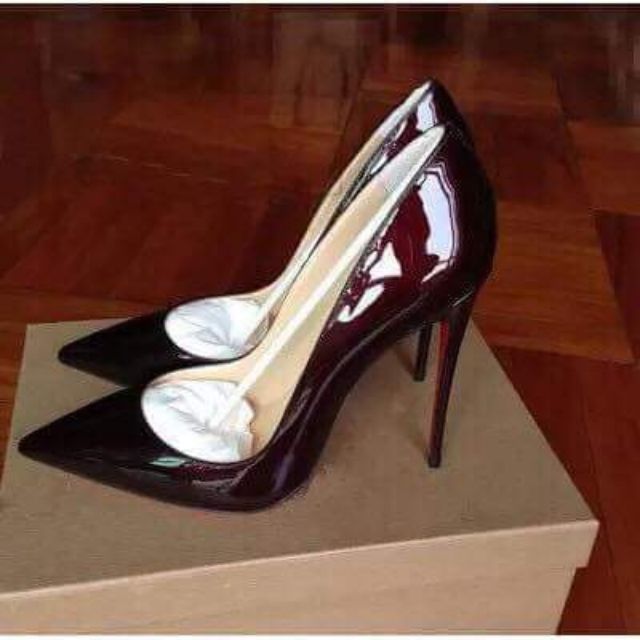 Cao gót louboutin đế đỏ màu rượu nho 11-12p