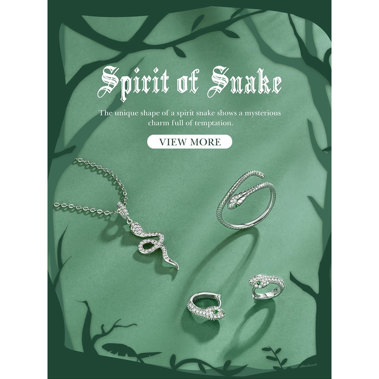 Bộ Trang Sức Bamoer Gồm Vòng cổ Nhẫn Và Bông Tai Bạc 925 Hình Rắn Thời Trang Cho Nữ