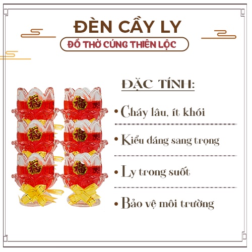 Đèn Cầy Ly Cúng Sen Nở Cao 10cm Cháy Liên Tục 29 Tiếng Đồ Thờ Cúng Thiên Lộc - Combo 6 Ly