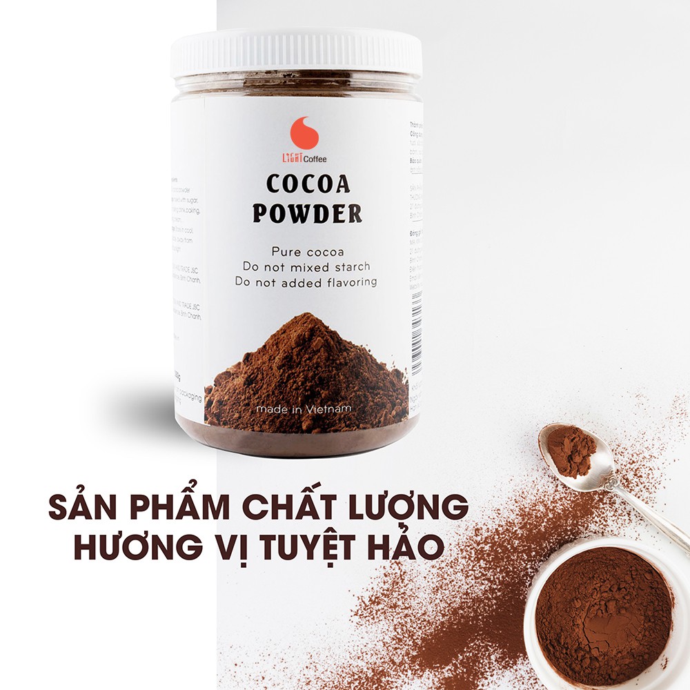 [Mã BMBAU50 giảm 7% đơn 99K] Bột Cacao nguyên chất không đường Light Coffee tốt cho sức khỏe - hũ 350g