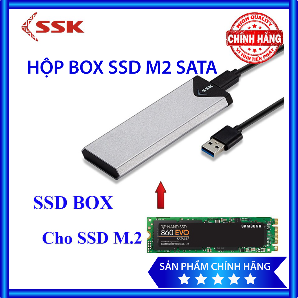 Hộp đựng BOX SSD M.2 SATA | Chuyển SSD M2 Sata sang ổ cứng di động USB 3.0 - SSK SHE-C320 chuẩn USB 3.0 - 5Gbps M.2