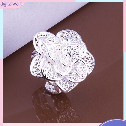 Nhẫn hở xi mạ bạc họa tiết hoa xinh xắn