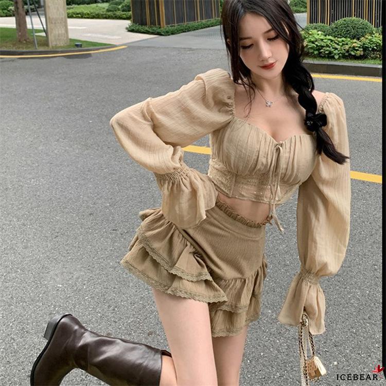 Áo croptop tay dài màu sắc độc đáo cho nữ