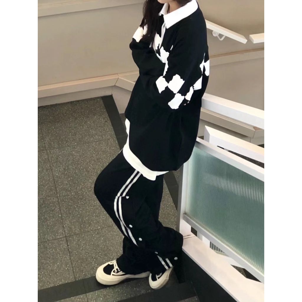 Áo Nỉ Nữ Dài Tay Cổ Bẻ Form Rộng Thời Trang Hàn Mới