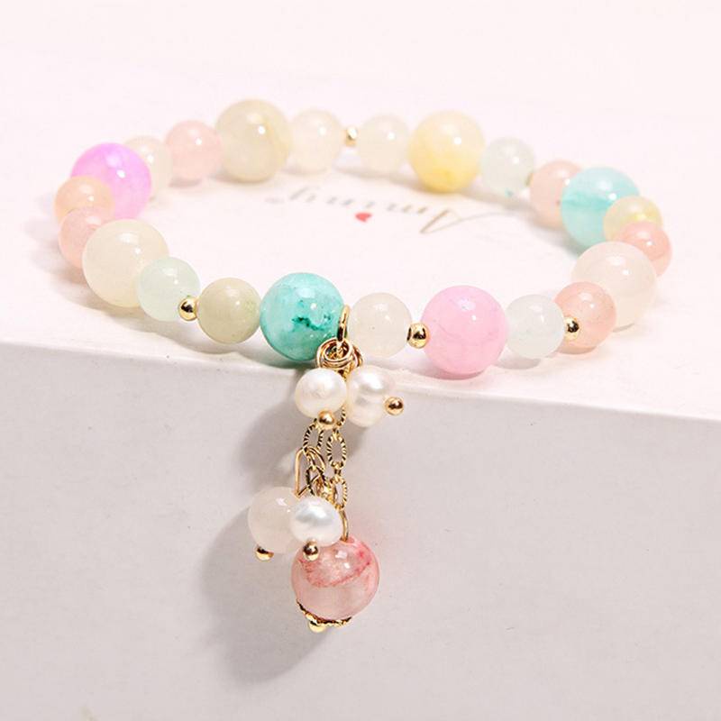 Vòng Tay ♈️  Vòng Tay May Mắn Xỏ Hạt Pha Lê Hình Hoa Đào Thời Trang Hàn Quốc Dành Cho Nữ | BigBuy360 - bigbuy360.vn