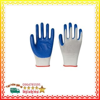 ( Freeship 12 đôi ) Găng tay bảo hộ phủ sơn chống trơn trượt, siêu co dãn, siêu bền, găng tay phủ sơn xanh
