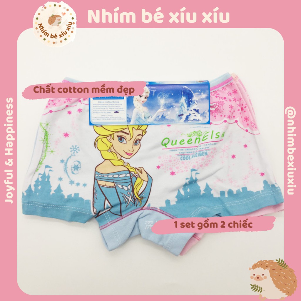 Combo 2 quần chip đùi/quần lót đùi cotton bé gái hình Elsa/Pony (15-28 kg) nhimbexiuxiu