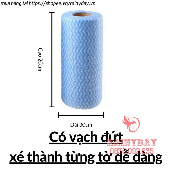 Cuộn khăn lau giấy lau nhà bếp lau tay bát đĩa chén ly đa năng bằng vải không dệt siêu thấm 50 tờ