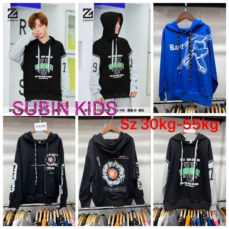 (có sẵn) áo hoodie nỉ da cá bé trai SAN006 sz 30kg-55kg áo nỉ mũ trẻ em chất lừ (sẵn) SUBIN KIDS