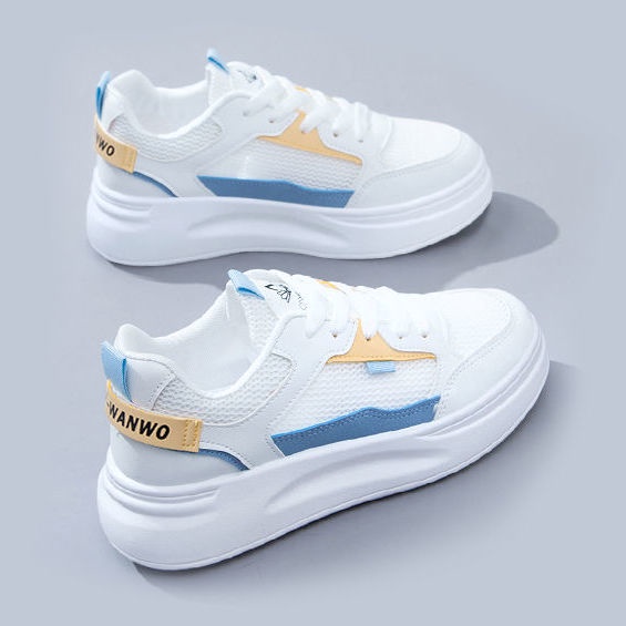 Giày thể thao phối lưới mỏng màu trắng thoáng khí năng động cho nữ