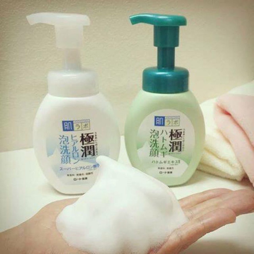Sữa rửa mặt Hada Labo Gokujyun Rohto Nhật Bản  160ml Xanh và Trắng