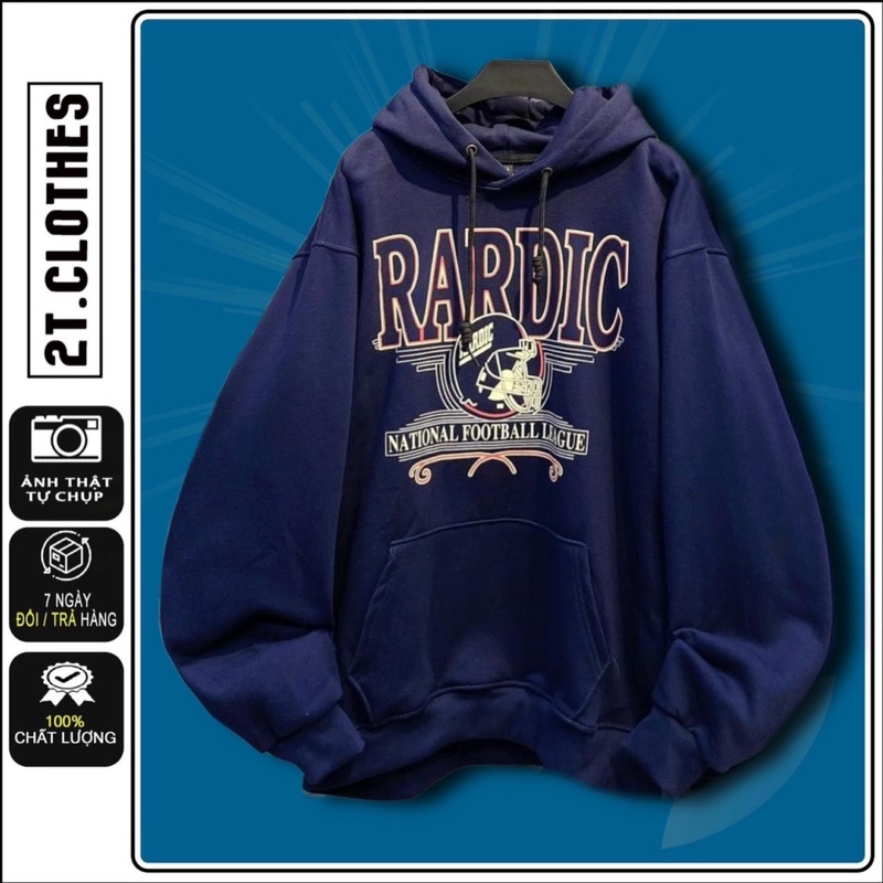 Áo Hoodie Nỉ Lót Bông Form Rộng RARDIC /Màu Xanh Than 2t clothes