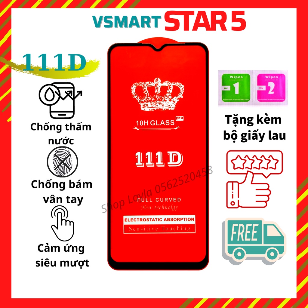 💠CAO CẤP💠 Kính Cường Lực Vsmart Star 5 - Full màn hình 111D và trong suốt - Độ cứng 10H - Độ trong suốt cực cao.