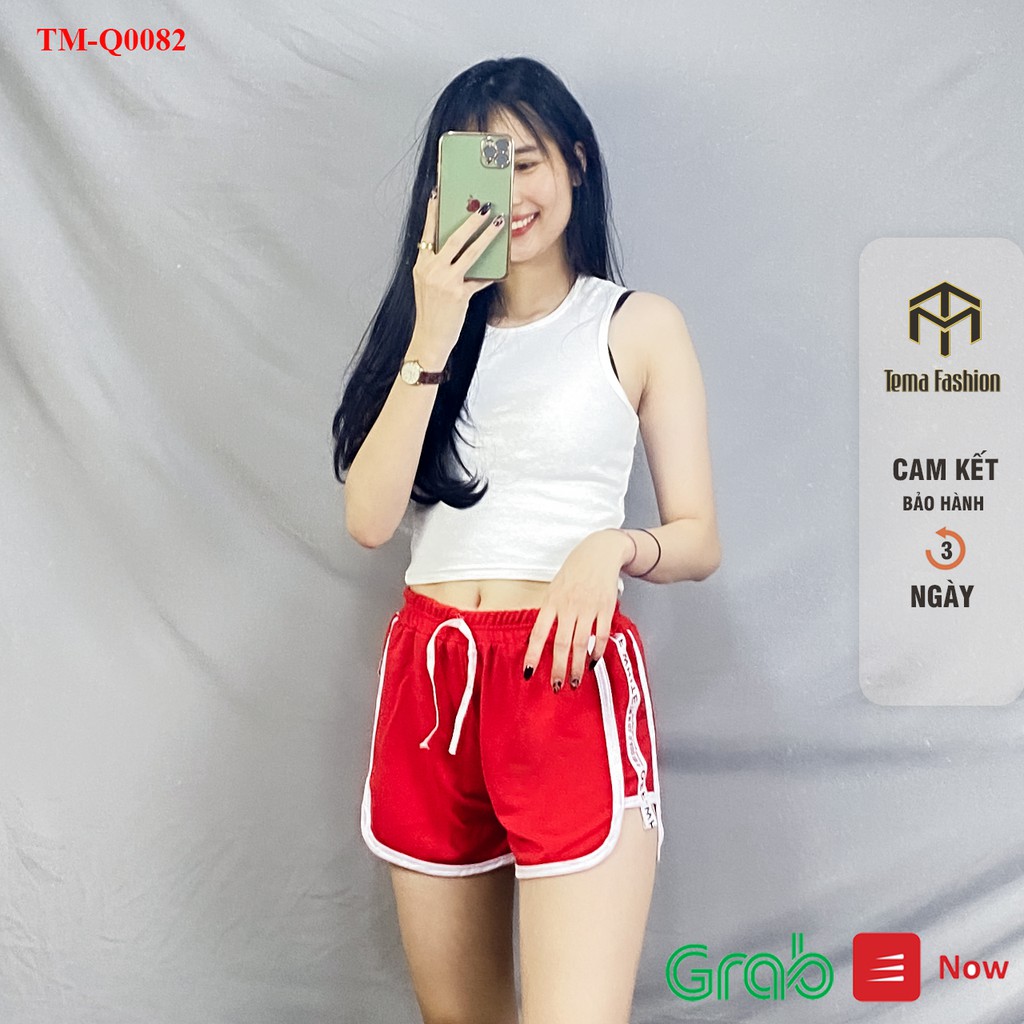 Quần đùi nữ TEMA cao cấp   - Quần short nữ thể thao chất cotton hàng loại 1 thoáng mát phối viền siêu đẹp | BigBuy360 - bigbuy360.vn