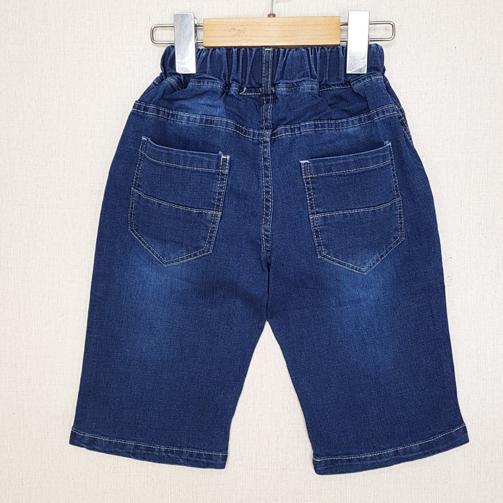 BJ0007- A1 quần Jean nam lửng co giãn thêu logo, màu xanh đậm, hiệu XOKids,size 7-12