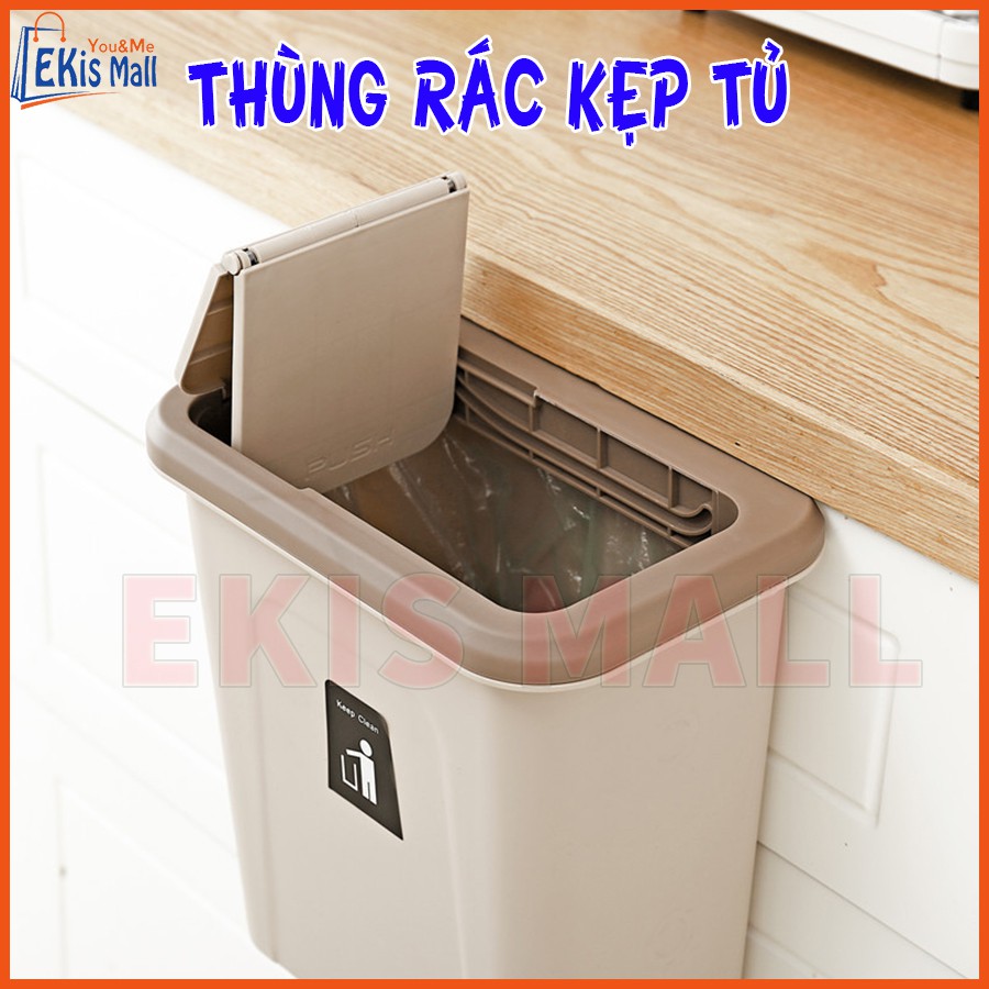 Thùng rác treo tủ nắp ngang tiện lợi cho nhà bếp Thùng rác kẹp tủ có nắp đậy Cao cấp