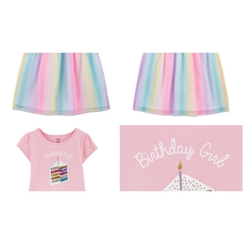 💕 Đầm thun tay ngắn phối chân váy voan xuất xịn Carter’s size 3M - 14T 💕