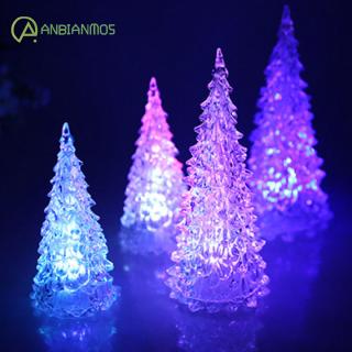 Mini 7 Colors Change LED Crystal Christmas Tree Shape Night Light Toy Decor