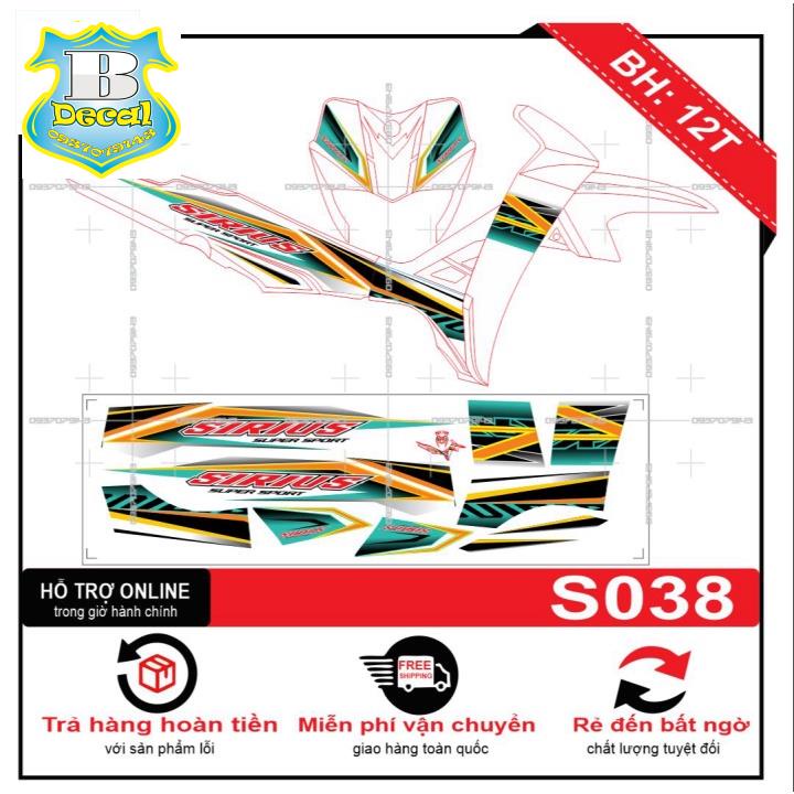 ( Quí khách vui lòng mang ra tiệm cho thợ dán ) Tem sirius dán xe trắng S038 [Bi Decal]