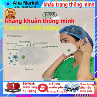 Khẩu trang y tế N95 KN95 5 lớp, có van thở, chống bụi mịn PM2.5, có kẹp kim loại chắc chắn ở sống mũi
