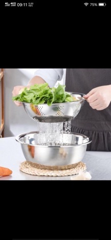 Bộ thau rổ inox 5 món