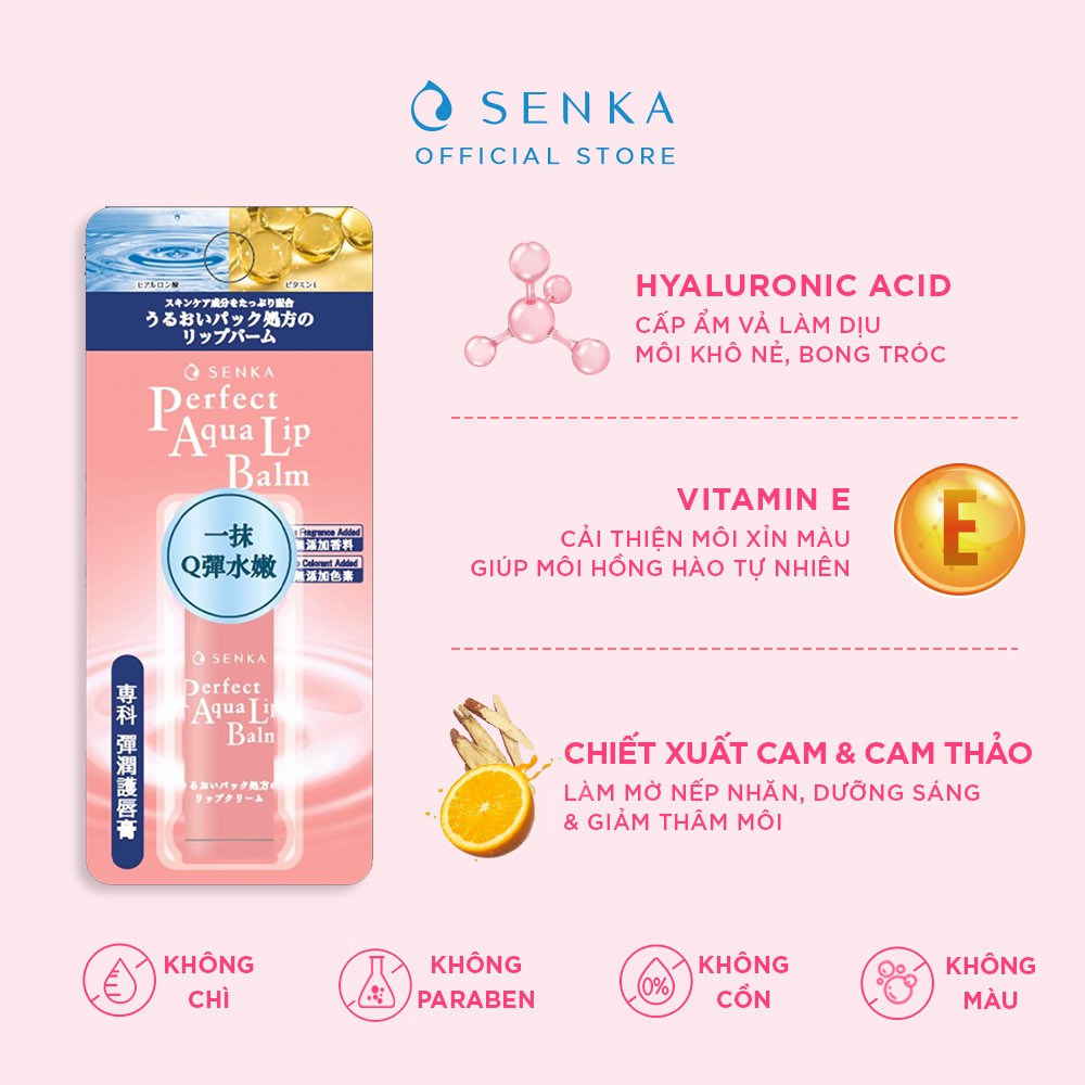 Son dưỡng cấp ẩm môi Senka Perfect Aqua Lip Balm 4.5g