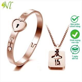 Vòng tay ổ khoá thép không gỉ Người Đẹp Vì Lụa Lắc tay titan nữ cute