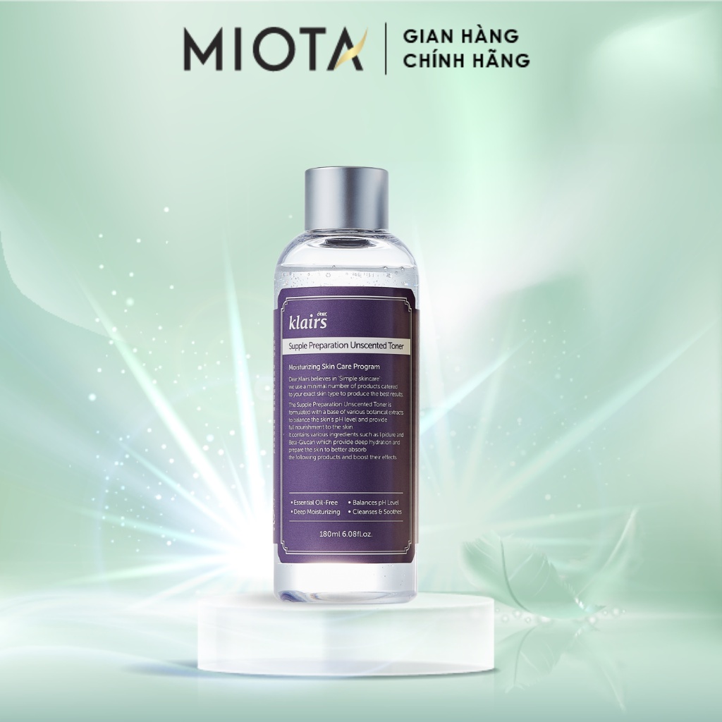 Nước hoa hồng không mùi dưỡng ẩm da và làm mềm da Klairs Supple Preparation Unscented 180ml | WebRaoVat - webraovat.net.vn