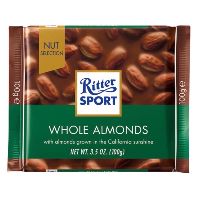 Socola sữa nhân hạnh nhân nguyên chất thương hiệu Ritter Sport 100G Hàng nhập khẩu KPHUCSINH - Hàng Chính Hãng