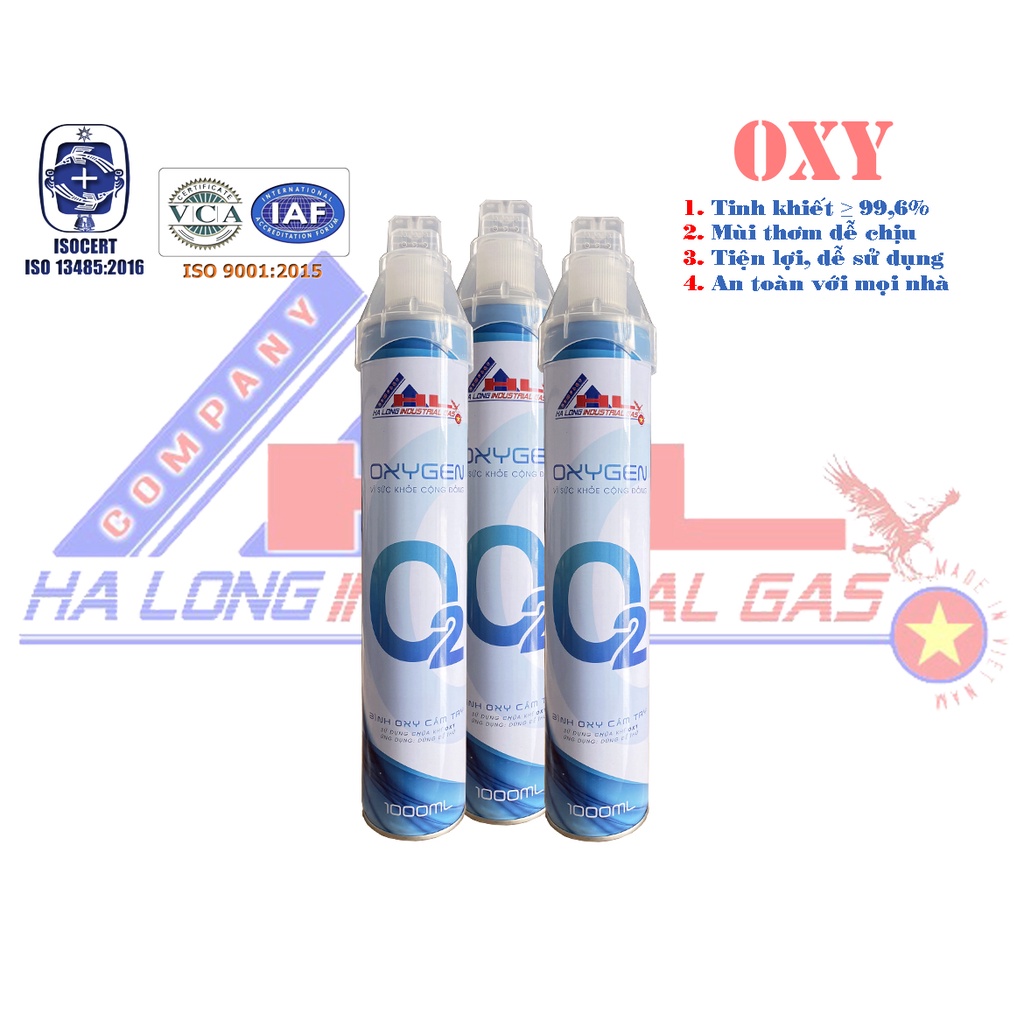 Bình Oxy Cầm Tay Mini 1000ml Chất lượng Oxy (99%-99,9%) - Cung cấp Oxy tinh khiết, Oxy thở, nhanh chóng, tức thời