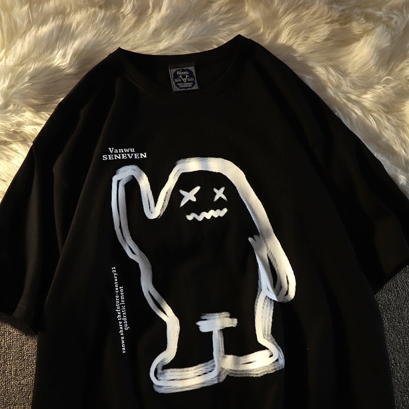 Áo Thun COZOK Tay Ngắn Dáng Rộng In Hình Graffiti Kiểu Hàn Quốc Cá Tính