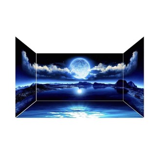 Tranh 3D dán hồ cá, bể thủy sinh, mẫu ánh trăng hút hồn tạo chiều sâu, tranh có keo sẵn, có thể làm theo KT yêu cầu