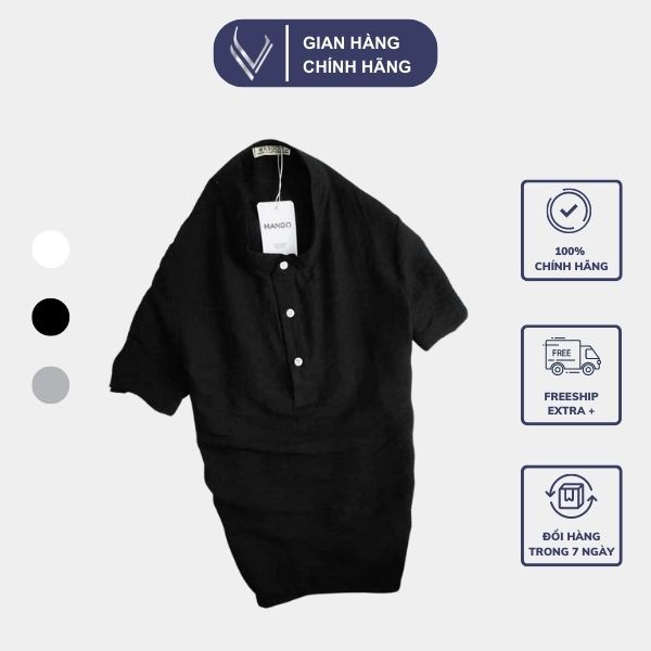 Áo sơ mi nam VERATINO cổ trụ chất đũi